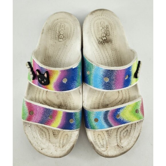Crocs Men's 9 Women's 11 Rainbow Spray Tie Dye Strap Sandal 208055 - Picture 3 of 14